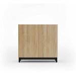 Meuble  chaussures, modle copenhague, en mlamine chne dor et pieds laqus noir