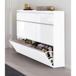Dmora ? meuble � chaussures moderne 120x27x108 cm ? stratifi� blanc brillant ? r�sistant aux chocs et ...