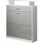 Meuble  chaussures avec led meuble d'entre 105x89x24cm 2 portes 1 tiroir modle paola blanc brillant ...