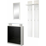 Meuble  chaussures avec led meuble d'entre portemanteau miroir 105 x 89 x 24cm 2 portes 1 tiroir modle ...