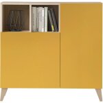 Meuble � chaussures mod�le oslo, ch�ne avec portes moutarde.