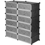 Sifree - meuble a chaussures en plastique armoire 12 cubes etagere de rangement 95 x 37 x 107 cm noir ...