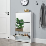 [en. casa] - meuble  chaussures lund  3 abattants avec miroir blanc
