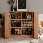 Calicosy - meuble � chaussures satos02a ch�ne 2 portes et 8 �tag�res