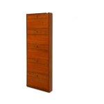 Argonauta - meuble  chaussures slim en bois mlamin 5 abattants noyer antique h. 180x65x15 cm