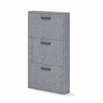 Argonauta - meuble  chaussures slim gris ciment en bois mlamin 3 volets 108x65x15 cm