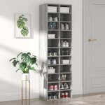 Vidaxl ? meuble � chaussures gris 54x34x183 cm ? bois d'ing�nierie ? 22 compartiments ? facile � nettoyer ...