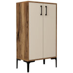 Meuble � chaussure thidarr h111cm bois fonc� et blanc cr�me