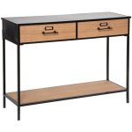 Atmosphera - meuble console 2 tiroirs en bois et métal noir h 84. 5 cm Atmosphera - meuble console 2 tiroirs en bois et métal noir h 84. 5 cm