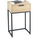 Meuble console, table console avec 1 tiroir en bois coloris ch�ne et m�tal noir - longueur 40 x profondeur ...