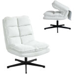 Meubles cosy - chaise longue chaise de loisirs pliable sans accoudoirs en tissu blanc avec assise en ...