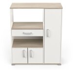 Meuble de cuisine 3 portes + 1 tiroir coloris chne kronberg, blanc mat - longueur 90 x hauteur 107, ...