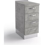Bloc de base commode cuisine 40x60x84 cm en bois gris ciment avec quatre tiroirs - massa Bloc de base commode cuisine 40x60x84 cm en bois gris ciment avec quatre tiroirs - massa