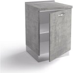 Meuble de base de cuisine 60x60x84 cm en bois gris ciment avec une porte - massa