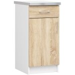 Armoires de cuisine basse akord s40 lima blanc 40 cm 1 porte 1 tiroir faade chne sonoma 2 tagres ...