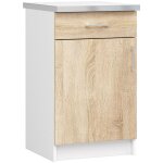 Armoires de cuisine basse akord s50 lima blanc 50 cm 1 porte 1 tiroir faade chne sonoma 2 tagres ...