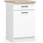 Armoires de cuisine basse akord s50 oliwia blanc 50 cm 1 porte 1 tiroir faade blanche 2 tagres 50x46x85 ...