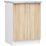 Armoires de cuisine basse akord s60 lima blanc 60 cm 2 portes faade chne sonoma 2 tagres 60x44, 5x82 ...