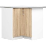 Armoires de cuisine basse akord s90 d'angle lima modul. blanc 84 cm 2 portes fa�ade ch�ne sonoma 2 �tag�res ...