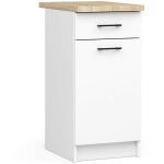 Armoires de cuisine basse akord s40 oliwia blanc 40 cm 1 porte 1 tiroir faade blanche 2 tagres 40x46x85 ...
