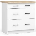 Armoires de cuisine basse akord s80 oliwia blanc 80 cm 3 tiroirs fa�ade blanche 80x46x85 cm