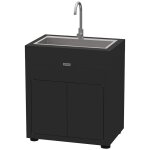 Meuble cuisine extrieure avec vier intgr - 80 x 55 cm - noir - le marquier