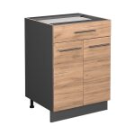 Meuble cuisine fame - line, ch�ne de force dor�, 60 cm avec tiroir, sans plan de travail vicco