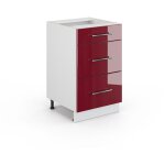 Meuble cuisine fame - line, rouge bordeaux haute brillance, 50 cm sans plan de travail vicco