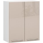 Meuble de cuisine haut akord w60 oliwia modulable blanc 60 cm 2 portes faade cappuccino brillant 2 tagres ...