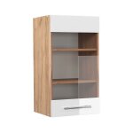 Vicco - meuble de cuisine haut vitr� fame - line, blanc haute brillance, 40 cm