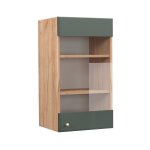 Meuble de cuisine haut vitr� fame - line, vert or campagne, 40 cm vicco