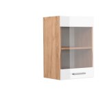 Vicco - meuble de cuisine haut vitr� r - line, blanc haute brillance, 40 cm