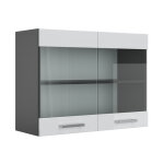 Meuble de cuisine haut vitr� r - line, blanc haute brillance, 80 cm, vicco