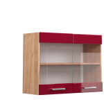 Meuble de cuisine haut vitr� r - line, rouge bordeaux haute brillance, 80 cm vicco