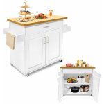 Meuble de cuisine avec plan de travail & roulettes, 115x36x90cm naizy