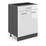 Meuble cuisine r - line, blanc haute brillance, 60cm avec tiroir, sans pt vicco