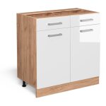 Vicco - meuble cuisine r - line, blanc haute brillance, 80 cm sans plan de travail