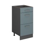 Vicco - meuble cuisine r - line, bleu - gris, 40 cm avec tiroirs, pt ch�ne