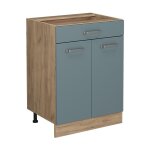 Vicco - meuble cuisine r - line, bleu - gris, 60cm avec tiroir, sans pt