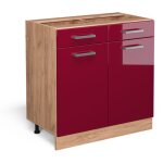 Meuble cuisine r - line, rouge bordeaux haute brillance, 80 cm sans plan de travail vicco