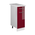 Meuble cuisine r - line, rouge bordeaux haute brillance, 30 cm, pt marbre vicco