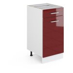 Vicco - meuble cuisine r - line, rouge bordeaux haute brillance, 40 cm, pt ch�ne