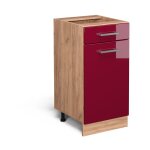 Vicco - meuble cuisine r - line, rouge bordeaux haute brillance, 40 cm, pt ch�ne