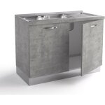 Abitare - base d'�vier de cuisine 120x60xh84 cm en bois gris avec deux portes - massa