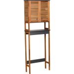 Tendance - meuble dessus wc acacia mdf 2 portes et etagere - element