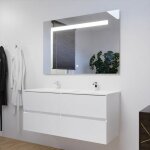 Meuble double vasque 120 cm rosaly avec miroir elgance ht80 - blanc - plan vasque en cramique