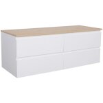 Mob - in - meuble double vasque sorrento suspendu avec plan bois 120 cm