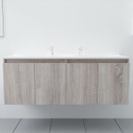 Meuble double vasque 140 cm proline - bois - vasque en rsine
