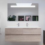 Meuble double vasque 140 cm rosaly avec miroir elgance ht80 - bois - vasque en rsine