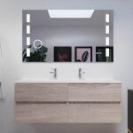 Meuble double vasque 140 cm rosaly avec miroir excellence - bois - vasque en rsine